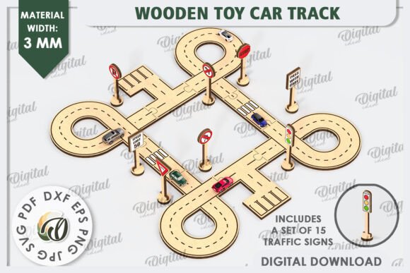 Download Wooden Toy Car Track Laser Cut Design - Wooden toy Collection