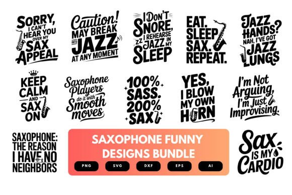 Download Funny Saxophone SVG Bundle - Funny Collection