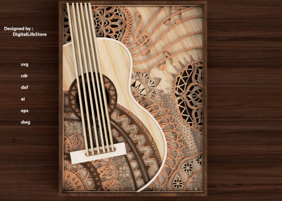 Download Layered Guitar Mandala Laser Cut Files - Cut files Collection