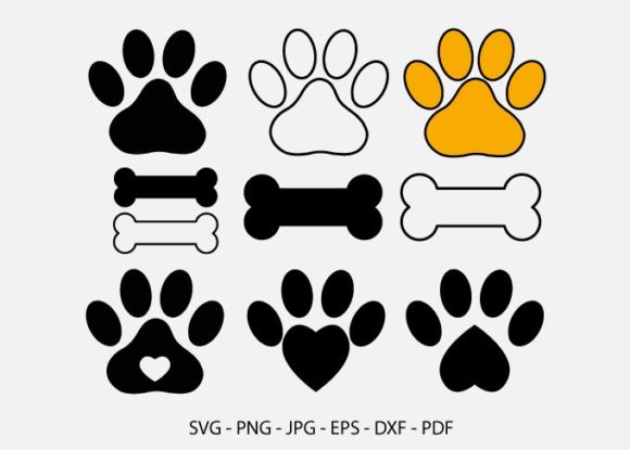 Download Paws Bundle, Cut Files, Dog Bone Cat - Cut files Collection