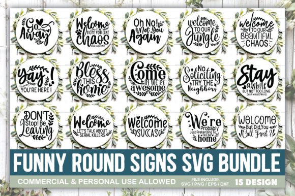 Download Funny Round Signs SVG Bundle - Funny Collection