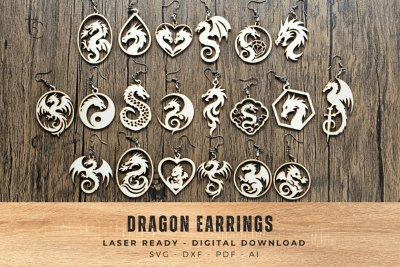 Download Wood Laser Cut Files Dragon Earrings - Cut files Collection